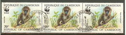 WWF CAMEROON Apes, Strip Of Three  / CAMEROUN Singes, Bande De Trois - Gebraucht