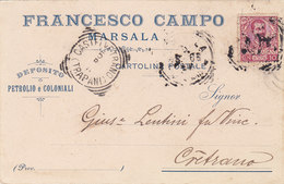 MARSALA (TP) / Cartolina Pubblicitaria - Deposito Petrolio E Coloniali " Francesco CAMPO " Firma  _ Viaggiata 1906 - Marsala