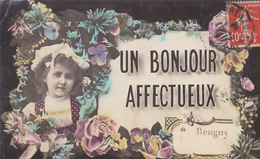 37 REUGNY. CPA RARE. UN BONJOUR AFFECTUEUX DE REUGNY. ANNÉE 1910 - Reugny