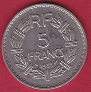 France 5 Francs Lavrillier Nickel - 1935 - SUP - Autres & Non Classés