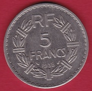 France 5 Francs Lavrillier Nickel - 1938 - SUP - Andere & Zonder Classificatie