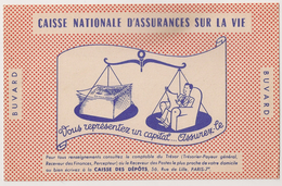 Buvard  Assurances Caisse Nationale D'assurances Sur La Vie. Vers 1950-60 - Banque & Assurance