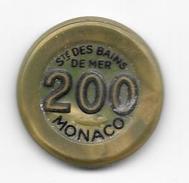 Ancien Jeton De Casino De 200 Francs Société Des Bains De Mer De Monte Carlo - Monaco (ficha) - Casino