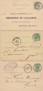 3 Cartes Postales : BXL ( Brasserie De L Alliance ) ,  Tournai Station Et Leuze - 1869-1888 Lying Lion