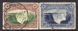 Southern Rhodesia 1935-41 Victoria Falls Set Of 2, 'Postage & Revenue', Perf. 14, Used (SG 35 - 35b) - Southern Rhodesia (...-1964)