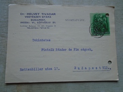 D147935 Dr. Helvey Tivadar Vegyészeti Gyara  Budapest  1938 -Piatnik Nandor - Covers & Documents