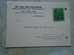 D147936  Hungary   Ipari Lakkok Gyara  A.G.Coswig - Piatnik Nandor 1938 - Storia Postale