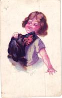 PETITE FILLE ET CHIEN PAR WUYTS (VOIR DOS DE CARTE )  REF 51462 - Wuyts