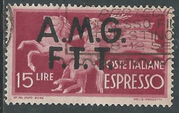 1947-48 TRIESTE A ESPRESSO USATO DEMOCRATICA 15 LIRE - L12 - Posta Espresso