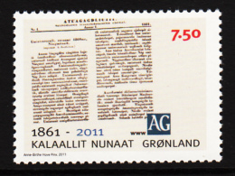 Greenland MNH 2011 Scott #585 7.50k Newspaper - Communications In Greenland - Ongebruikt