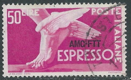1952 TRIESTE A ESPRESSO USATO DEMOCRATICA 50 LIRE - L25 - Posta Espresso