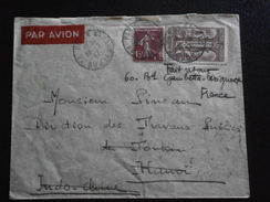 FRANCE TIMBRE 189 SEMEUSE 302 SAINT TROPHINE ARLES LETTRE ENVELOPPE TARIF AFFRANCHISSEMENT AVION FRANCE INDOCHINE - 1960-.... Covers & Documents