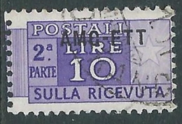 1949-53 TRIESTE A PACCHI POSTALI USATO 10 LIRE SEZIONE - LL2 - Postpaketen/concessie