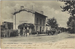 LESPARRE (33) - La Gare Du Médoc - VOITURE À CHEVAL - BELLE ANIMATION - Ed. Henry Guillier, Libourne - Lesparre Medoc