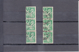 IRIS     1.00f  Vert    2 BANDES De 3    Oblitere    Soit 6  Timbres  Annee 1940 - 1939-44 Iris