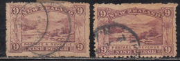 6d X 2 Diff Shades, / Perferation, (Watermark Issue), Perf., Not Checked, Pink Terrace Rotomahana, New Zealand Used - Used Stamps