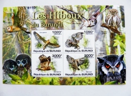 SALE! Burundi M/s 2011 Animals Birds Oiseaux Hiboux Owl Owls - Ungebraucht