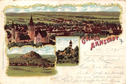 THURINGE  ARNSTADT   GRUSS AUS  CARTE DESSINEE  VUES MULTIPLES - Arnstadt