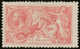 1918 5s Rose Red, Bradbury Seahorse, SG 416, Good Mint. Cat SG £280. For More Images, Please Visit... - Unclassified