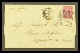 1856 (16 Aug) Entire Letter To France, Bearing 4d Carmine, Wmk Medium Garter On Blued Paper, SG 63, Tied By A... - Other & Unclassified