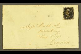 1840 PLATE XI ON COVER. 1840 1d Black 'CF' From Plate Eleven With Margins Just Brushing At Upper Right And Along... - Unclassified