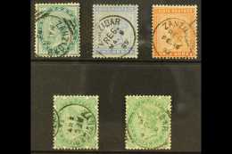 INDIA USED IN 1882-95 SELECTION On A Stock Card. Includes 1882-90 ½a, 2a, 3a & 1891 2a6p Shades X2. An... - Zanzibar (...-1963)