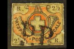 1850 2½r Black & Red ORTSPOST - POSTE LOCALE Zurich Transitional Period (Michel 4, SG L4), Used... - Altri & Non Classificati