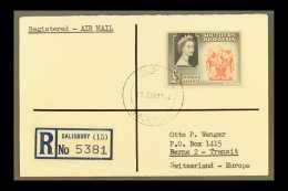 1953 QEII £1 Rose-red & Black On Neat, Registered Cover To Switzerland, SG 91, Light & Clear... - Rhodesia Del Sud (...-1964)