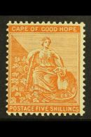 CAPE OF GOOD HOPE 1893-96 5s Brown- Orange Top Value, SG 68, Very Fine Mint. For More Images, Please Visit... - Unclassified