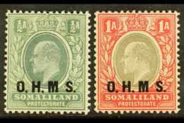 OFFICIAL 1904-05 "O.H.M.S." Overprinted ½a Dull Green & Green And 1a Grey-black & Carmine, Both... - Somaliland (Protettorato ...-1959)