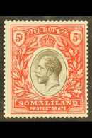 1912-19 5r Black And Scarlet, Watermark Multi Crown CA, SG 72, Very Fine Mint. For More Images, Please Visit... - Somaliland (Protectorate ...-1959)