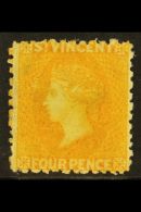 1869 4d Yellow, SG 12, Mint, A Slight Wrinkle Caused By Gum At Left. Cat £350 For More Images, Please Visit... - St.Vincent (...-1979)