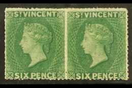 1862 (no Wmk) 6d Deep Green, Rough Perf 14 To 16, Fine Mint HORIZ PAIR. For More Images, Please Visit... - St.Vincent (...-1979)