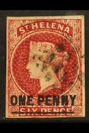 1863 1d Lake Type A Overprint, SG 3, Fine With Four Good Margins And Neat Dotted Cork Cancel.  For More Images,... - Saint Helena Island