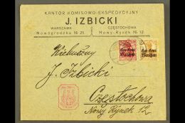 LOCAL TOWN POST CZESTOCHOWA 1917 (17 Aug) Cover Bearing Gen-Gouv Warschau 10pf & 15pf Stamps Tied By... - Altri & Non Classificati