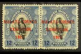 1922 12c Deep Blue Pair, One Stamp Bearing Variety "Stop After Exhibition", SG 265/265a, Fine Mint (2 Stamps) For... - North Borneo (...-1963)