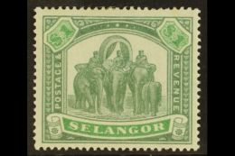 SELANGOR 1895 $1 Green And Yellow Green Elephants, SG 61, Very Fine And Fresh Mint. For More Images, Please Visit... - Other & Unclassified