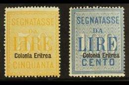ERITREA POSTAGE DUES 1903 50L Yellow & 100L Blue Overprints (SG D41/42, Sassone 12/13), Fine Mint, 50L With... - Other & Unclassified