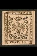 MODENA 1852 10c Black On Rose 'with Stop', Sassone 9, Very Fine Mint With 4 Good / Huge Neat Margins (complete... - Non Classificati
