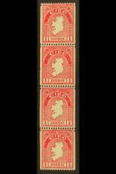 1933 COIL STAMP 1d Carmine, Perf 15 X Imperf (single Perf), Strip Of Four Fine Mint, Two Are Never Hinged, Well... - Other & Unclassified