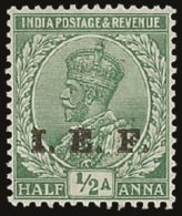 1914  I.E.F. ½a Light Green, Overprint Double SG E2b, Fine Mint. For More Images, Please Visit... - Other & Unclassified
