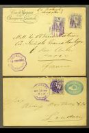 1894/95 Two Envs To France & London; 1894 (12 Sept) 5c Stationery Env Uprated With 5c Quetzal Stamp To London... - Guatemala