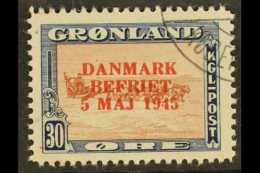 1945 30o Red-brown & Blue Liberation OVERPRINT IN RED Variety (SG 22, Michel 22 I, Facit 24v2), Very Fine... - Other & Unclassified