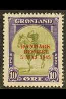 1945 10o Olive & Purple Liberation OVERPRINT IN RED Variety (SG 20a, Michel 20 I, Facit 22v2), Fine Mint, Very... - Other & Unclassified