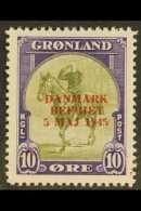 1945 10o Olive & Purple Liberation OVERPRINT IN RED Variety (SG 20a, Michel 20 I, Facit 22v2), Fine Mint, Very... - Altri & Non Classificati