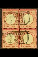 1872 1g Rose-carmine Small Shield (Michel 4, SG 5), Fine Used BLOCK Of 4 Cancelled By Two Boxed "Hohenstein -... - Other & Unclassified