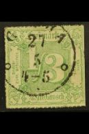 THURN & TAXIS 1866 1/3sgr Pale Green With Coloured Roulettes, SG 39 (Michel 46), Used With Superb Cds &... - Altri & Non Classificati