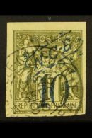 NEW CALEDONIA 1892 (December) 10c On 1f Olive 'Sage' Imperf (Yvert 35, Maury 29, SG 44), Very Fine Cds Used With 4... - Other & Unclassified