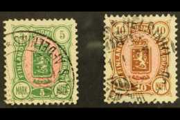 1889-95 5m Green & Rose & 10m Brown & Rose 'Arms', Mi 33/34, SG 120 & SG 122. Very Fine Cds Used... - Altri & Non Classificati
