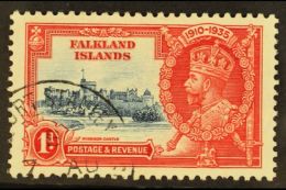 1935 1d Deep Blue And Scarlet, Silver Jubilee, Variety "double Flagstaff", SG 139e, Very Fine Used. For More... - Falkland Islands